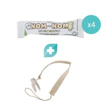 Σετ Eifron Nom - Nom Edible Baby Teether 4 Τεμάχια & Δώρο Clip Συγκράτησης Βρεφικού Μασιτικού 1 Τεμάχιο - Συμπλήρωμα Διατροφής Βρώσιμου Μασητικό για Βρέφη από 6 Μηνών Εμπλουτισμένο με Βιταμίνες D3 & B12 με Γευστικό Χυμό Αχλάδι & Clip Συγκράτησης Βρεφικού Μασιτικού