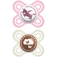 Mam Perfect Start Silicone Soother 0-2m, Κωδ 081S 2 Τεμάχια - Ροζ/ Λευκό - Πολύ Μικρή Ορθοδοντική Πιπίλα Σιλικόνης με Λεπτή Θηλή & με Σχέδια