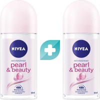 Σετ Nivea Pearl & Beauty Anti Perspirant Roll on Deo 100ml (2x50ml) - Γυναικείο Αποσμητικό για 48ωρη Προστασία & Απαλή Περιποίηση Χωρίς Αιθυλική Αλκοόλη