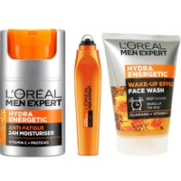 Σετ L'Oreal Paris Men Expert Hydra Energetic Anti Tiredness 24H Moisturiser 50m & Wake-Up Effect Face Wash 100ml & Eye Roll on 10ml - Αντρική Ενυδατική Κρέμα κατά των Σημαδιών Κούρασης με 24ωρη Διάρκεια & Αναζωογονητικό Gel Βαθύ Καθαρισμού Προσώπου με Γκουαρανά & Βιταμίνη C & Δροσιστικό Roll-on Απλικατέρ Ματιών, Ενάντια στην Κουρασμένη Όψη, τις Σακούλες & τους Μαύρους Κύκλους