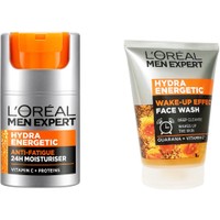 Σετ L'Oreal Paris Men Expert Hydra Energetic Anti Tiredness 24H Moisturiser 50m & Wake-Up Effect Face Wash 100ml - Αντρική Ενυδατική Κρέμα κατά των Σημαδιών Κούρασης με 24ωρη Διάρκεια & Αναζωογονητικό Gel Βαθύ Καθαρισμού Προσώπου με Γκουαρανά & Βιταμίνη C
