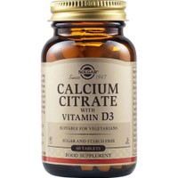 Solgar Calcium Citrate with Vitamin D3 60tabs - Συμπλήρωμα Διατροφής Ασβεστίου σε Κιτρική Μορφή με Βιταμίνη D3 για Μέγιστη Απορρόφηση για την Καλή Υγειά των Οστών & Δοντιών