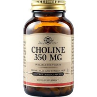 Solgar Choline 350mg 100veg.caps - Συμπλήρωμα Διατροφής Χολίνης για τη Βελτίωση της Ηπατικής Λειτουργίας & το Μεταβολισμό του Λίπους στο Συκώτι