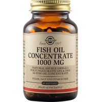 Solgar Fish Oil Concentrate 1000mg, 60 Softgels - Συμπλήρωμα Διατροφής Συμπυκνωμένου Ιχθυέλαιο Πλούσιο σε Ωμέγα 3  για την Ενίσχυση της Λειτουργίας της Καρδιάς, του Εγκεφάλου & της Όρασης