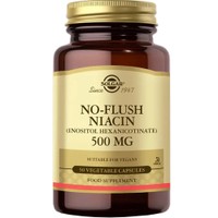 Solgar No-Flush Niacin (Vitamin B3) 500mg, 50veg.caps - Συμπλήρωμα Διατροφής Βιταμίνης Β3 (Νιασίνης) για τη Μείωση Χοληστερόλης & Τριγλυκεριδίων, Καλή Υγεία της Καρδιάς Κατά της Κόπωσης