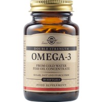 Solgar Omega-3 Double Strength 30 Softgels - Συμπλήρωμα Διατροφής με Ω3 Λιπαρά Οξέα για την Καλή Λειτουργία της Καρδιάς του Εγκεφάλου & της Όρασης