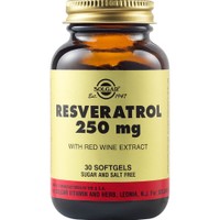 Solgar Resveratrol 250mg, 30 Softgels - Συμπλήρωμα Διατροφής Ρεσβερατρόλης & Εκχυλίσματος Κόκκινου Κρασιού με Αντιγηραντική & Αντιοξειδωτική Δράση