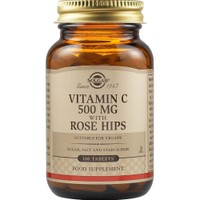 ​​​​​​​Solgar Vitamin C 500mg, with Rose Hips 100tabs - Συμπλήρωμα Διατροφής Βιταμίνης C με Σκόνη Καρπών Αγριοτριανταφυλλιάς για την Ενίσχυση του Ανοσοποιητικού