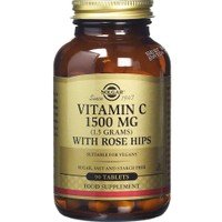 Solgar Vitamin C 1500mg with Rose Hips 1,5g, 90tabs - Συμπλήρωμα Διατροφής Βιταμίνης C με Εκχύλισμα Καρπών Αγριοτριανταφυλλιάς για τη Φυσιολογική Λειτουργία του Ανοσοποιητικού Συστήματος με Αντιοξειδωτική Δράση