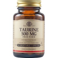 Solgar Taurine 500mg, 50veg.caps - Συμπλήρωμα Διατροφής Αμινοξέος Ταυρίνης για Ενέργεια, Καλή Λειτουργία της Καρδιάς & Εγκεφάλου με Αντιοξειδωτικές Ιδιότητες