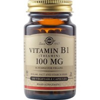 Solgar Vitamin B1 (Thiamin) 100mg, 100veg.caps - Συμπλήρωμα Διατροφής Βιταμίνης Β1 (Θειαμίνης) για την Ενίσχυση του Νευρικού & Καρδιαγγειακού Συστήματος