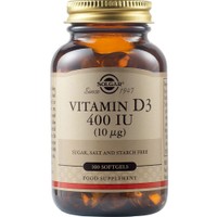 Solgar Vitamin D3 400iu 100 Softgels - Συμπλήρωμα Διατροφής Βιταμίνης D3 για την Αντιμετώπιση της Οστεοπόρωσης &την Ενίσχυση του Οργανισμού