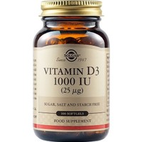 Solgar Vitamin D3 1000IU, 100 Softgels - Συμπλήρωμα Διατροφής Βιταμίνης D3 για την Καλή Λειτουργία των Οστών & Ανοσοποιητικού