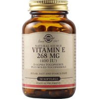 Solgar Vitamin E 268mg, 50 Softgels - Συμπλήρωμα Διατροφής με Βιταμίνη Ε για την Καλή Υγεία του Δέρματος & της Καρδιάς με Αντιοξειδωτικές Ιδιότητες