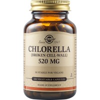 Solgar Chlorella 520mg, 100veg.caps - Συμπλήρωμα Διατροφής του Φυκιού Χλωρέλλας Πλούσιο σε Αντιοξειδωτική Χλωροφύλλη για Αποτοξίνωση του Οργανισμού από Βαρέα Μέταλλα