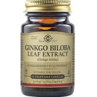 Solgar Gingko Biloba Leaf Extract 60veg.caps - Συμπλήρωμα Διατροφής Εκχυλίσματος Φύλλων Γκίνγκο Μπιλόμπα για την Ενίσχυση της Μνήμης & των Εγκεφαλικών Λειτουργιών