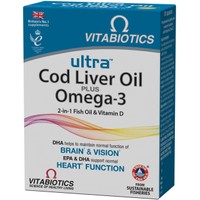 Vitabiotics Ultra Cod Liver Oil Plus Omega 3 60caps - Συμπλήρωμα Διατροφής Μουρουνέλαιου που Συμβάλλει στην Καλή Λειτουργία του Καρδιαγγειακού Συστήματος