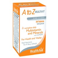 Health Aid A to Z Multivitamin Πολυβιταμίνη 30tabs - Συμπλήρωμα Διατροφής με Βιταμίνες, Μέταλλα και Λουτεΐνη Απαραίτητα για τον Οργανισμό Καθημερινά