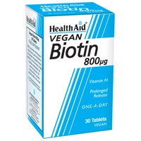 Health Aid Biotin (vitamin H) 800μg 30tabs - Συμπλήρωμα Διατροφής, Ενισχύει τα Μαλλιά, το Δέρμα και τα Νύχια, Βραδείας Αποδέσμευσης