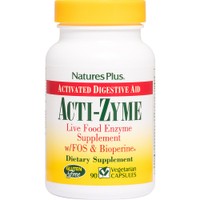 Natures Plus Acti-Zyme 90caps - Συμπλήρωμα Διατροφής Προβιοτικών, Πρεβιοτικών & Πεπτικών Ενζύμων για Ενίσχυση της Πέψης & Αντιμετώπιση Γαστροπεπτικών Διαταραχών