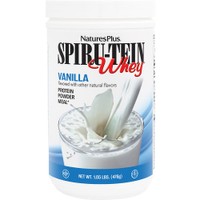 Natures Plus Spiru-Tein Whey Protein 476g - Vanilla - Συμπλήρωμα Διατροφής Πρωτεΐνης Ορού Γάλακτος Βιταμινών, Μετάλλων & Σπιρουλίνας για Ενδυνάμωση, Αύξηση & Διατήρηση Μυϊκής Μάζας με Γεύση Βανίλια