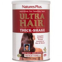 Natures Plus Ultra Hair Thick-Shake 454g - French Vanilla - Συμπλήρωμα Διατροφής Πρωτεΐνης, Βιταμινών, Μετάλλων & Ιχνοστοιχείων για Ενδυνάμωση της Τρίχας & του Τριχοθήλακα Κατά της Τριχόπτωσης με Γεύση Βανίλια