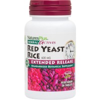 Natures Plus Red Yeast Rice 600mg, 30tabs - Συμπλήρωμα Διατροφής Συμπυκνωμένου Εκχυλίσματος Κόκκινης Μαγιάς Ανεπτυγμένης σε Ρύζι Παρατεταμένης Αποδέσμευσης για την Προστασία του Καρδιαγγειακού Συστήματος Κατά της Χοληστερίνης