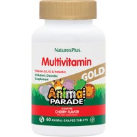 Natures Plus Animal Parade Gold Multivitamin 60 Chew.tabs - Cherry - Συμπλήρωμα Διατροφής Πολυβιταμινών, Μετάλλων & Εκχυλισμάτων Φυτών για Ενίσχυση Ανοσοποιητικού Ενέργεια & Σωστή Ανάπτυξη των Παιδιών με Γεύση Κεράσι