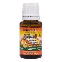 Natures Plus Animal Parade Vitamin D3 400IU 10ml - Orange - Συμπλήρωμα Διατροφής Βιταμίνης D3 για την Καλή Υγεία των Οστών & Δοντιών, Ενίσχυση του Ανοσοποιητικού για Παιδιά σε Πόσιμο Υγρό με Γεύση Πορτοκάλι