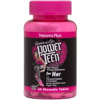 Natures Plus Power Teen For Her 60 Chew.tabs - Συμπλήρωμα Διατροφής Βιταμινών, Μετάλλων & Ιχνοστοιχείων Ειδικά Σχεδιασμένο για Έφηβες για Ενέργεια, Τόνωση & Συγκέντρωση για Προστασία του Ουροποιητικού με Γεύση Άγριων Μούρων