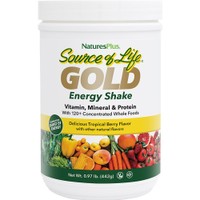 Natures Plus Source of Life Gold Energy Shake 442g - Συμπλήρωμα Διατροφής Πολυβιταμινών, Μετάλλων & Ιχνοστοιχείων με Εκχύλισμα Βοτάνων Κατά της Κούρασης & Κόπωσης με Αντιοξειδωτική Προστασία για Ενέργεια & Ενίσχυση του Ανοσοποιητικού με Γεύση Τροπικά Μούρα σε Σκόνη