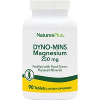 Natures Plus Magnesium Dyno-Mins 250mg, 90tabs - Συμπλήρωμα Διατροφής με Μαγνήσιο Υψηλής Απορρόφησης & Πρεβιοτικά για την καλή Υγεία του Νευρικού & Μυϊκού Συστήματος, Οστών & Δοντιών