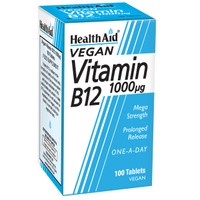 Health Aid Vitamin B12 1000μg 100tabs - Συμπλήρωμα Διατροφής Βραδείας Αποδέσμευσης, Ιδανική για Φυτοφάγους