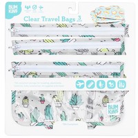 Bumkins Clear Travel Bags Cacti 3 Τεμάχια - Σετ Τσαντάκια Ταξιδιού