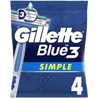 Gillette Blue3 Simple Disposable Razors 4 Τεμάχια - Ανδρικά Ξυραφάκια με 3 Λεπίδες για Βαθύ & Απαλό Ξύρισμα