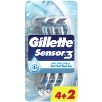 Gillette Sensor 3 Cool Comfort Disposable Razor 6 Τεμάχια - Ξυραφάκια με 3 Λεπίδες για Αίσθηση Δροσιάς σε Κάθε Ξύρισμα 