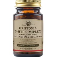 Solgar Griffonia 5-HTP Complex 30 Veg.caps - Συμπλήρωμα Διατροφής Εκχυλίσματος του Βοτάνου Griffonia Simplicifolia Πλούσιο σε Αμινοξυ 5-HTP, Βαλεριάνας, Μαγνησίου & Βιταμίνης Β6 για Αντιμετώπιση του Άγχους, Ενίσχυση της Διάθεσης & Καλύτερο Ύπνο