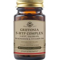 Solgar Griffonia 5-HTP Complex 90 Veg.caps - Συμπλήρωμα Διατροφής Εκχυλίσματος του Βοτάνου Griffonia Simplicifolia Πλούσιο σε Αμινοξυ 5-HTP, Βαλεριάνας, Μαγνησίου & Βιταμίνης Β6 για Αντιμετώπιση του Άγχους, Ενίσχυση της Διάθεσης & Καλύτερο Ύπνο