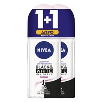 Nivea Πακέτο Προσφοράς Invisible Women Black & White Clear Roll On Γυναικείο Αποσμητικό Κατά των Λευκών Σημαδιών 2x50ml 1+1 Δώρο