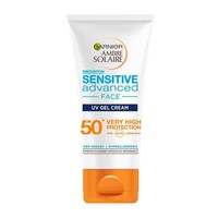 Garnier Ambre Solaire Sensitive Advanced Face UV Gel Cream Spf50+ Protects & Hydrates 50ml - Αντηλιακή & Ενυδατική Gel, Cream Προσώπου Πολύ Υψηλής Προστασίας  για Ευαίσθητες Επιδερμίδες