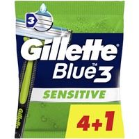 Gillette Blue3 Sensitive Disposable Razors 5 Τεμάχια - Ανδρικά Ξυραφάκια με 3 Λεπίδες, Ειδικά για την Ευαίσθητη Επιδερμίδα
