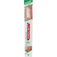 Lactona Natural Medium Nylon Μ40 4 Row Toothbrush 1 Τεμάχιο - Ροζ - Οδοντόβουρτσα Μεσαίας Σκληρότητας με Τέσσερις Σειρές Νημάτων για Αποτελεσματικότερο Καθαρισμό