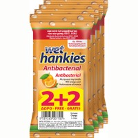 Wet Hankies Promo Pack Antibacterial Orange Wipes 4x15Τεμάχια - Αντισηπτικά Μαντηλάκια που Δρουν Κατά των Μικροβίων & Ιών Γρίπης, με Άρωμα Πορτοκάλι