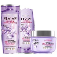 L'oreal Paris Πακέτο Προσφοράς Elvive Hydra Hyaluronic Shampoo 400ml & Conditioner 300ml & Hair Mask 300ml - Ενυδατικό Σαμπουάν & Ενυδατική Μαλακτική Κρέμα Μαλλιών & Ενυδατική Μάσκα Μαλλιών με Υαλουρονικό Οξύ για Αφυδατωμένα Μαλλιά