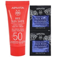 Δώρο Apivita Bee Sun Safe Hydra Fresh Spf50 Face Gel-Cream 15ml & Express Beauty Face Mask Sea Lavender 2x8ml