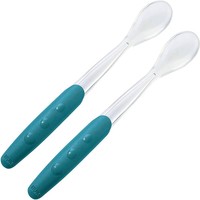 Nuk Easy Learning Soft Feeding Spoon 4m+, 2 Τεμάχια - Μπλε - Μαλακό Κουτάλι Φαγητού με Αντιολισθητική Μακριά Λαβή, Ιδανικό για Τροφές σε Ψηλά Βαζάκια