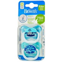 Dr. Brown's PreVent PV12402 Orthodontic Soother 0-6m Λευκό - Γαλάζιο 2 Τεμάχια - Ορθοδοντική Πιπίλα Πεταλούδα Σιλικόνης