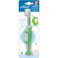 Dr Brown's Toddler 1-4 Years Toothbrush 1 Τεμάχιο - Πράσινος Δεινόσαυρος - Βρεφική Οδοντόβουρτσα με Μαλακές Τρίχες για Ευαίσθητα Ούλα & Βάση με Βεντούζα