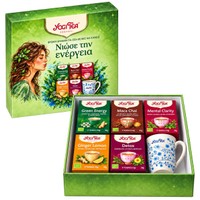 Yogi Tea Promo Teabags Green Energy (17x1,8g), Maca Chai (17x2,1g), Mental Clarity (17x1,9g), Ginger Lemon (17x1,8g), Detox (17x1,8g) & Δώρο Ceramic Mug - Πακέτο για Ενέργεια με Ρόφημα σε Φακελάκια Πράσινου Τσαγιού, Μακα & Κανέλα, Ginseng, Τζίντζερ & Λεμόνι, Γλυκόριζα & Κούπα Τσαγιού