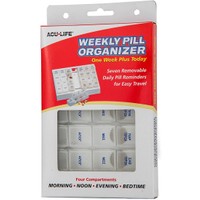 Acu-Life Weekly Pill Organizer 128SPW 1 Τεμάχιο - Εβδομαδιαία Θήκη Χαπιών με 4 Θέσεις σε Διάφανο Χρώμα